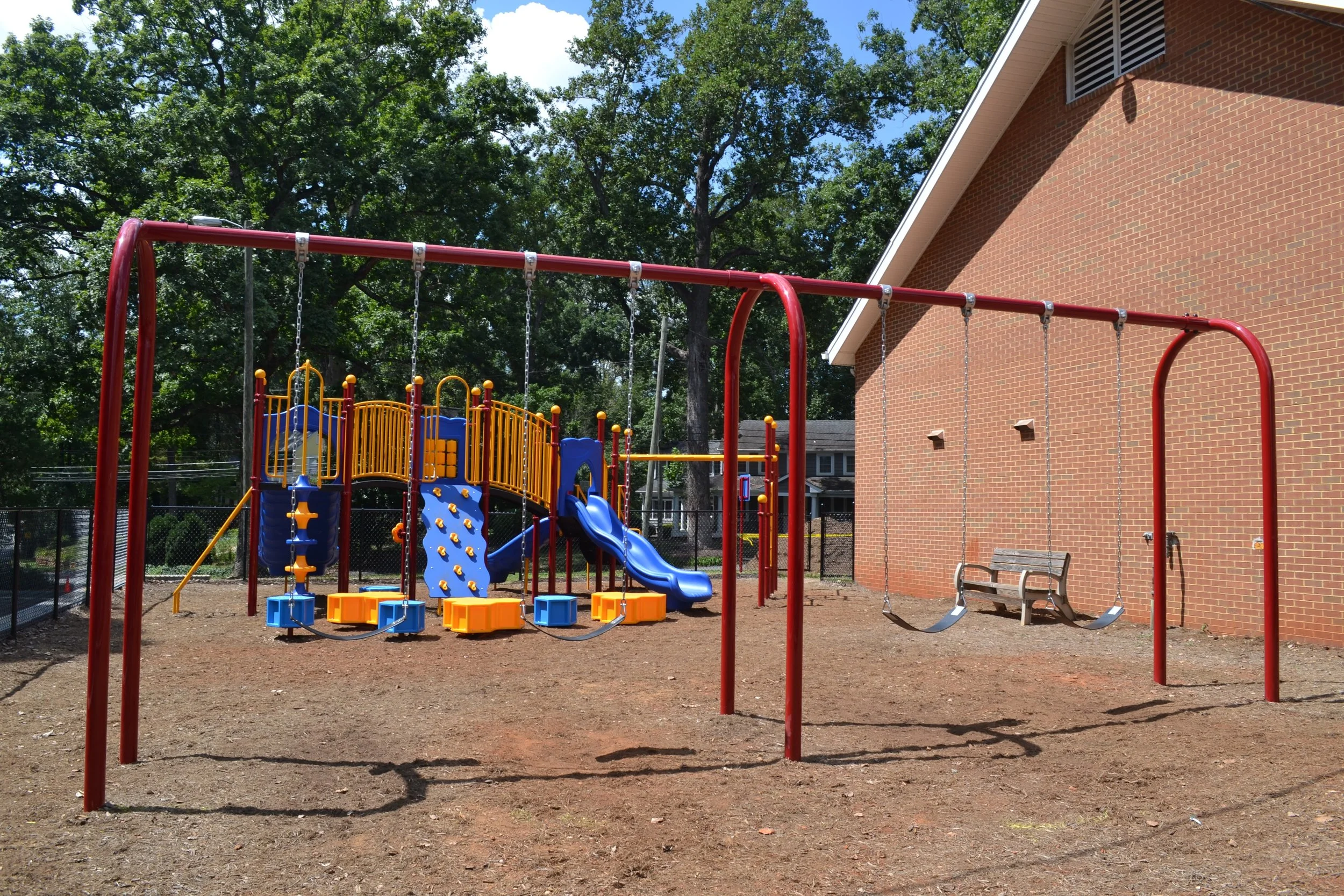 Swings at the new church playground