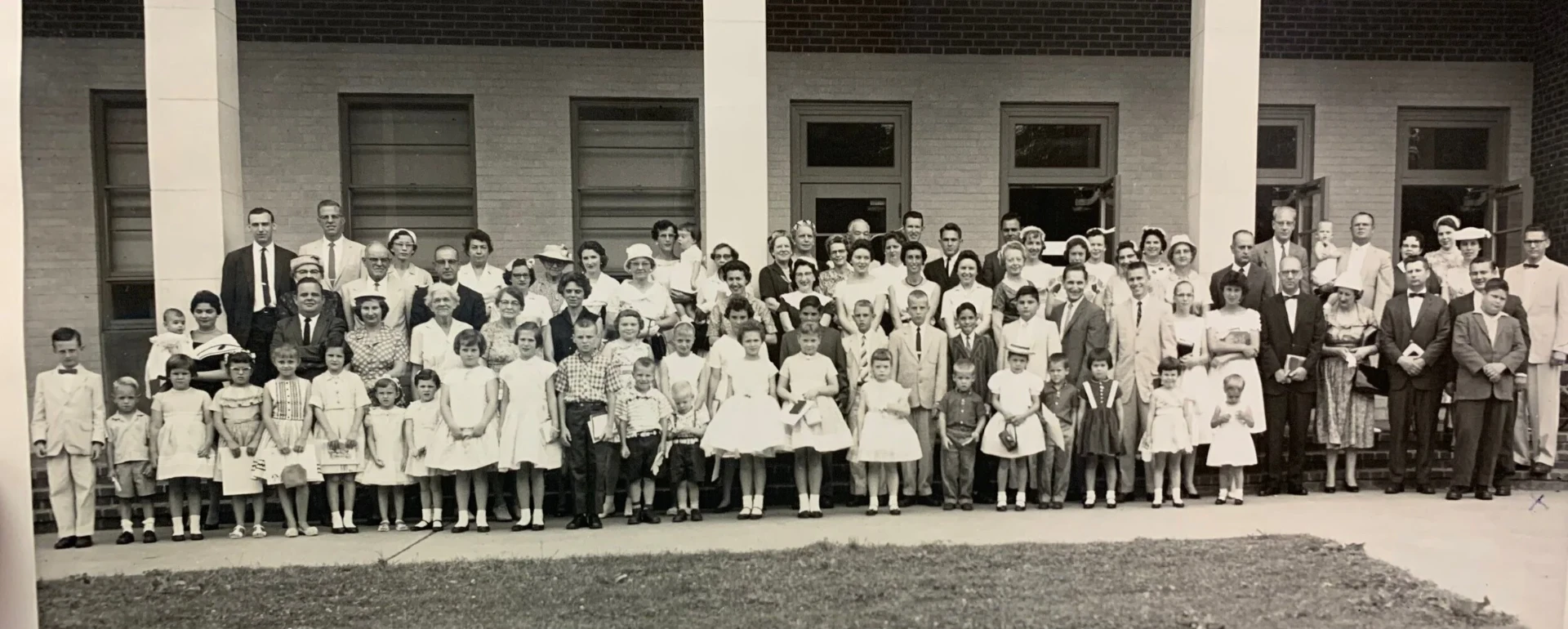 The Jefferson Park congregation gathered outside the church building in 1960