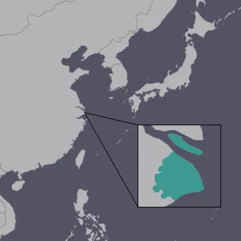 Map of east Asia with Shanghai highlighted