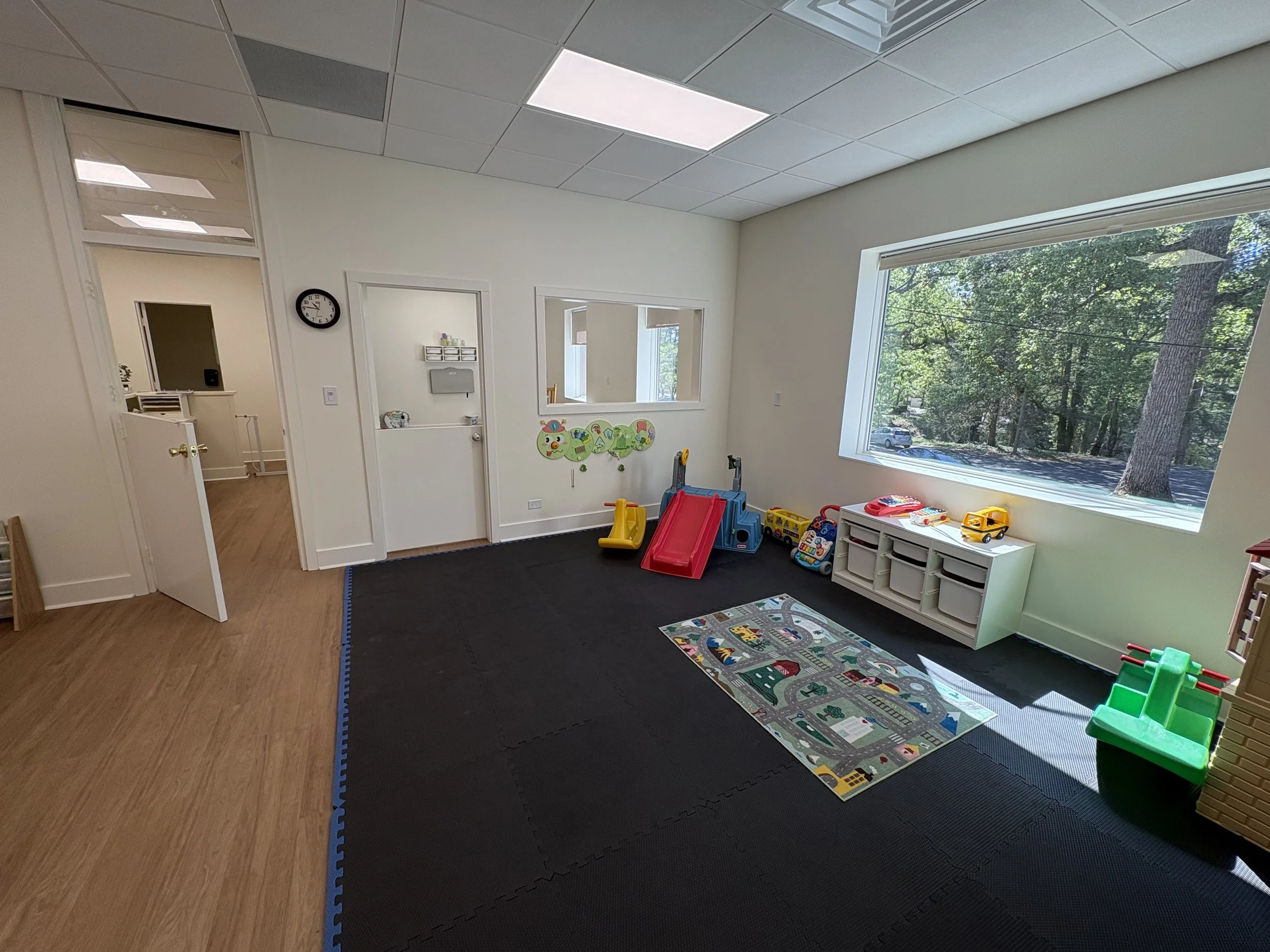The expanded nursery with an indoor play area for toddlers